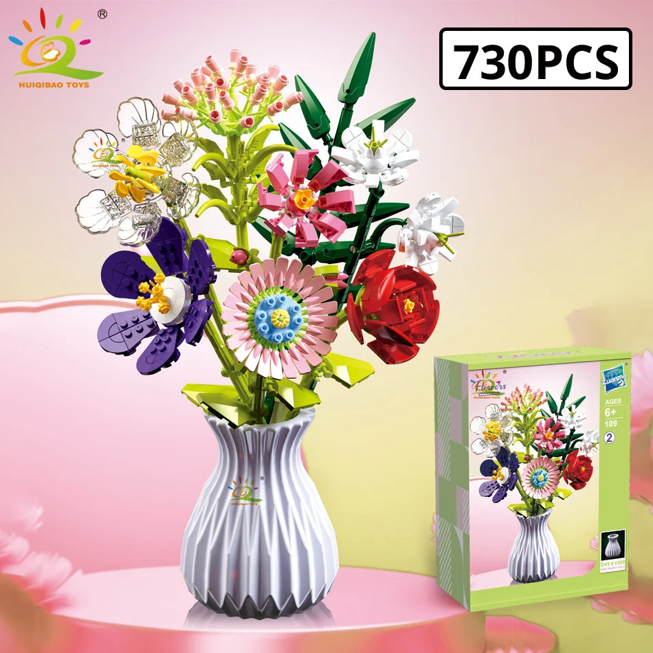 Bouquets de fleurs avec vases