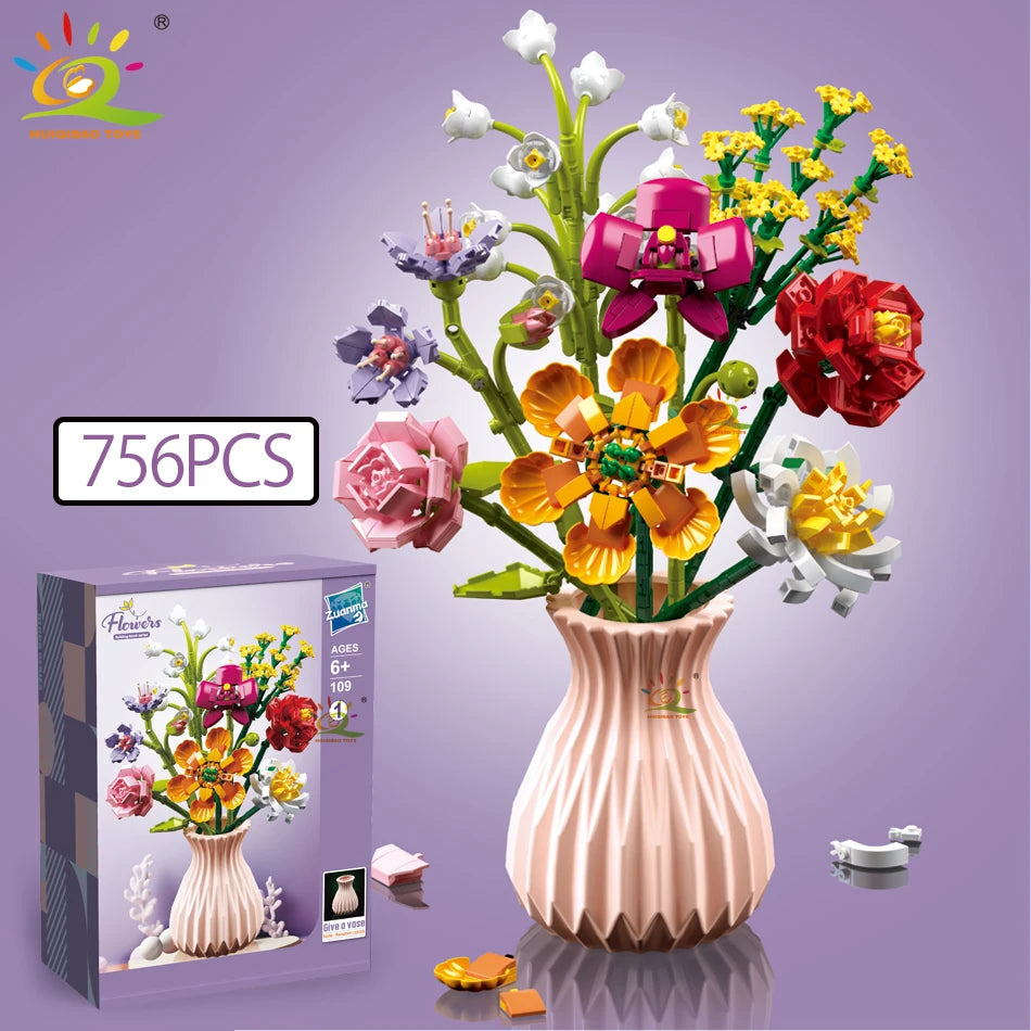 Bouquets de fleurs avec vases