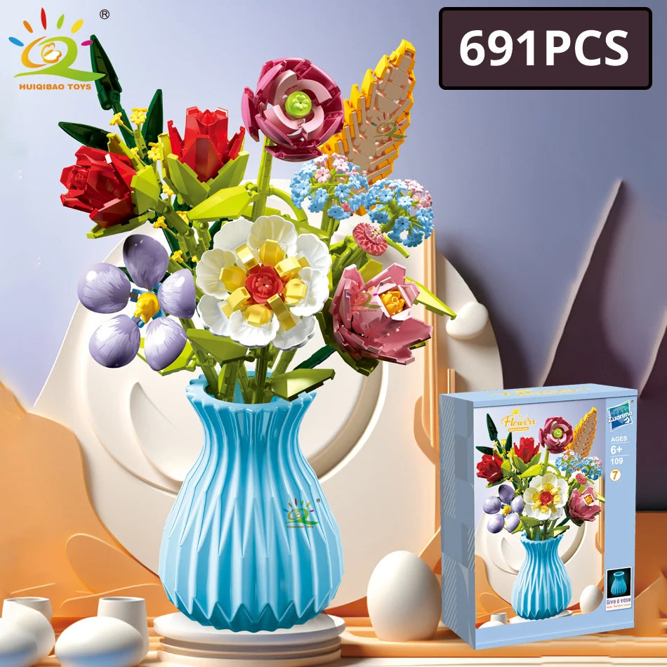 Bouquets de fleurs avec vases