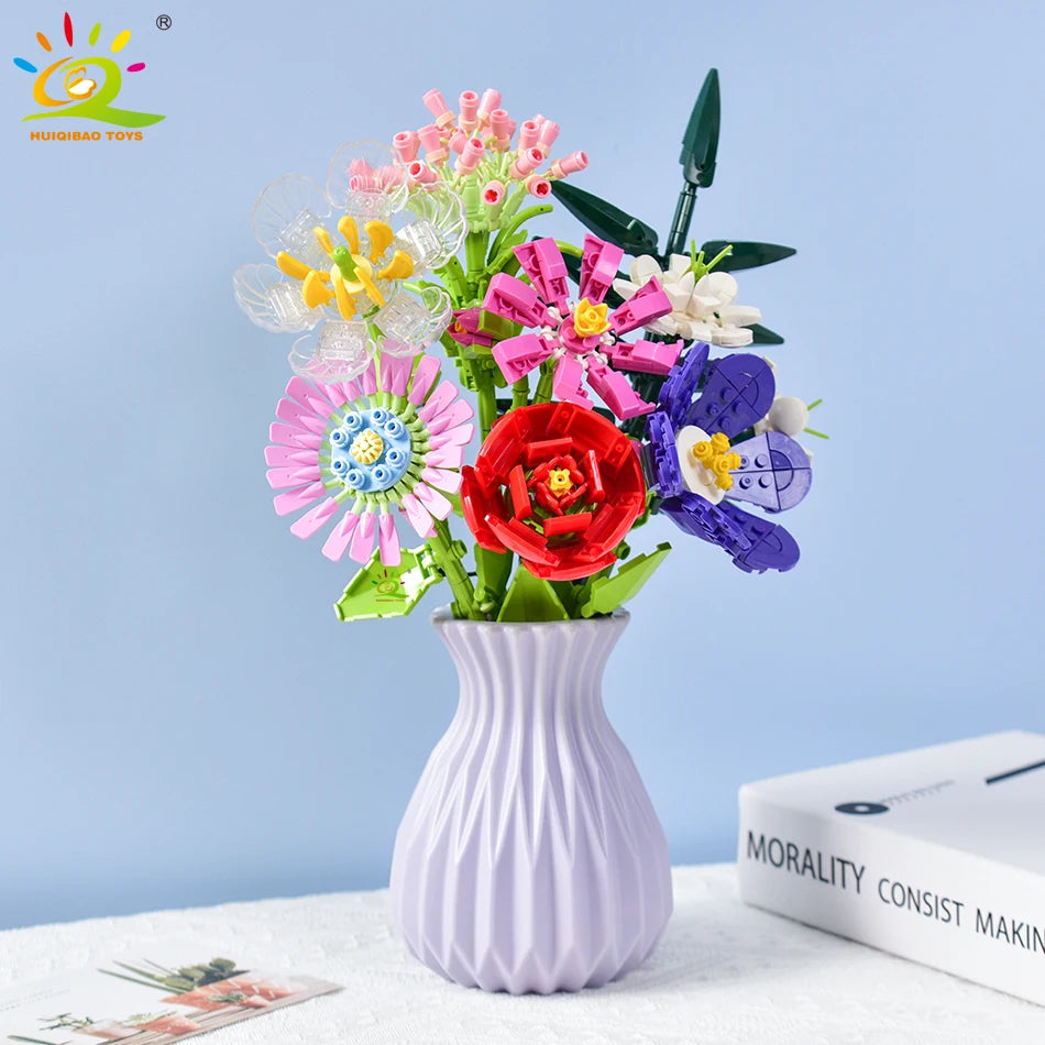 Bouquets de fleurs avec vases